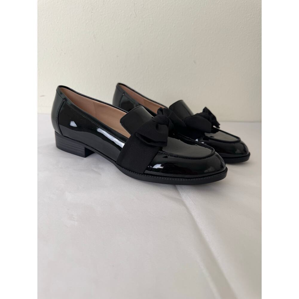 Bandolino Lindio Patent Loafers Grosgrain Bow Black Slip On Shoes 8.5 - Picture 3 of 13